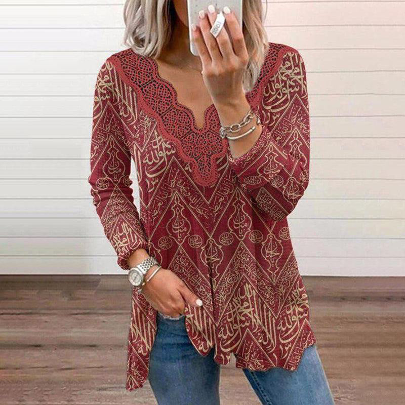 Wholesale Polyester Western Style Printed Women's Long Sleeves